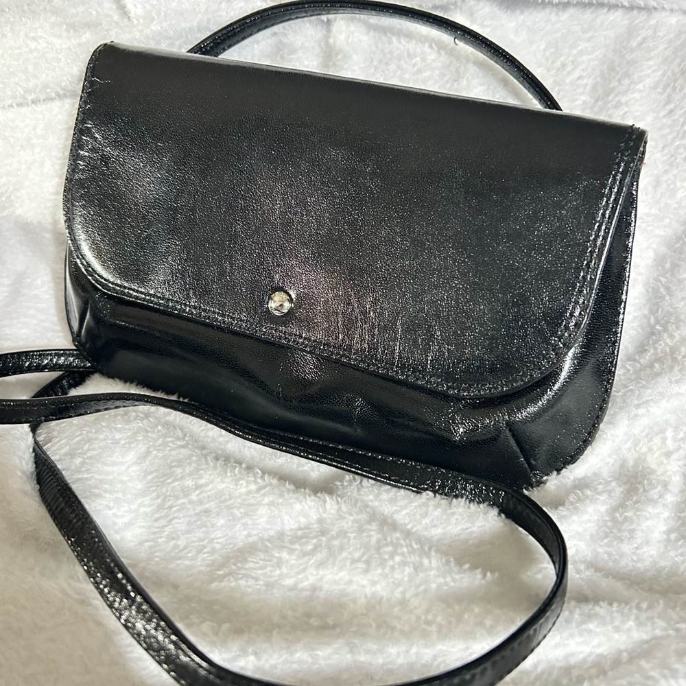 Vintage hobo wallet flap crossbody black leather